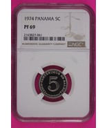 Top Pop 1974 Panama PF 69 Proof  5 Centesimos NGC Graded Authentic Slab 855 - $110.97