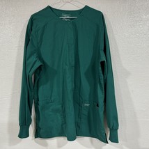 Cherokee Womens Scrub Warm up Jacket Front Snaps Pockets Hunter Green - $16.71