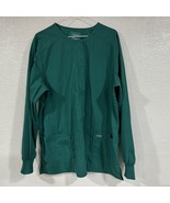 Cherokee Womens Scrub Warm up Jacket Front Snaps Pockets Hunter Green - $16.71