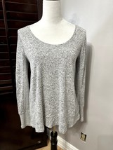 Mudd Womens Pullover Sweater Gray Marled High Low Stretch Chunky Knit S - $12.19