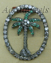 Victorian 2.52ct Rose Cut Diamond Emerald Halloween Pendant Vintage - $538.01
