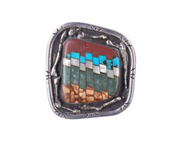 Vintage Native American Silver Channel inlay belt buckle - £239.40 GBP