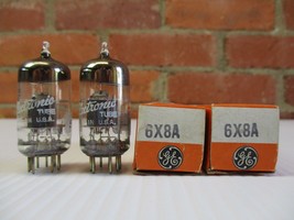 GE 6X8A Vacuum Tubes Round Getters Matched Pair TV-7 Tested NOS NIB - $6.50