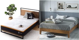 Alexis Deluxe Wood Platform Bed Frame, Rustic Pine, And Zinus 10 Inch, Queen. - £483.79 GBP