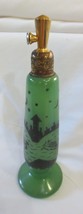 Vtg Chinese Dragon Boat Jade Glass perfume bottle - $125.00