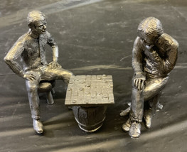 Michael Ricker Pewter Park City Town Hall Men Playing Checkers - $85.29