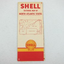 Vintage SHELL Gas &amp; Oil Folding Road Map North Atlantic States - $14.99