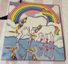 Vintage Lisa Frank Markie Unicorns Rainbows Clouds 3 Ring Binder - £126.54 GBP