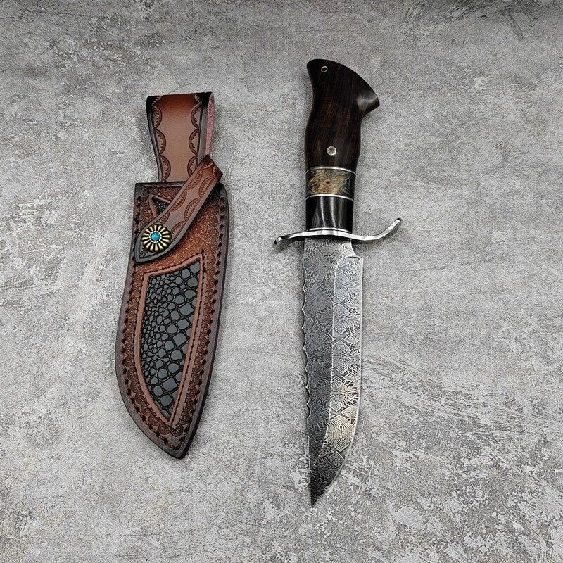 Custom Handmade Carbon Steel Rose Wood Hunting Survival Bowie Knife With... - $97.02