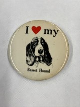 I Love My Basset Hound Vintage 1980s Pinback Button - £7.52 GBP