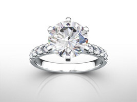 Round Cut 2.75Ct White Moissanite Engagement Ring Solid 14K White Gold in Size 8 - £206.05 GBP