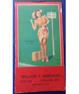 Vintage Willard Nusbaum Syracuse Ind Cute Lady Hitchhiker Notepad  - $74.63 MXN