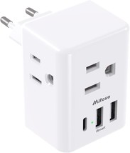 European Travel Plug Adapter with USB Charging Ports 1 USB C Internation... - £18.24 GBP