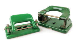 Vtg rustic green desk perforators 2 hole punch KIN and Studium industrial design - £21.75 GBP