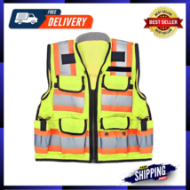 Surveyor Safety Vest With Pockets - High Visibility Reflective Construct... - £60.04 GBP