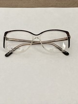 Vtg New Brown Marble Claudine St. Moritz Plastic &amp; Gold Frame Glasses  5... - $20.53 CAD