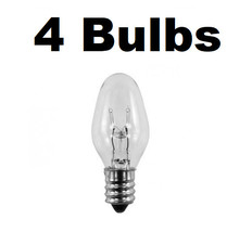 4 Night Light / Candle Lamp Bulbs -7 Watt, C7, Clear, Candelabra (7C7C) - £12.76 GBP