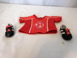 American Girl Bitty Baby Twins 2011 Soccer Shoes w&#39; Red Laces + Shirt  (... - £9.45 GBP