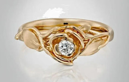1Ct Round Cut Real Moissanite Flower Engagement Ring 14K Rose Gold Plated Silver - £141.99 GBP