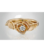 1Ct Round Cut Real Moissanite Flower Engagement Ring 14K Rose Gold Plate... - £142.34 GBP