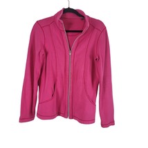 Tommy Bahama Zip Up Sweatshirt S/P Womens Pink Long Sleeve Pockets Cotton Blend - £13.90 GBP