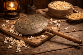 Vintage Metal Stovetop Popcorn Popper w/ Wooden Handle Campfire Popper R... - $56.84