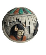 Native American Southwest Bison Nomad Ceramic Circle Round Vase Home Decor - $34.64