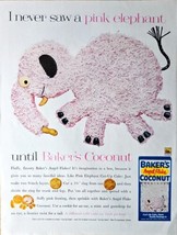 Bakers Angel Flake Coconut pink elephant Cut up cake 60&#39;s-1962 Vintage P... - $14.77 CAD