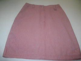 CHRISTOPHER &amp; BANKS 100% COTTON RED/WHITE CHECKED STRAIGHT SKIRT-8-BAREL... - $5.89