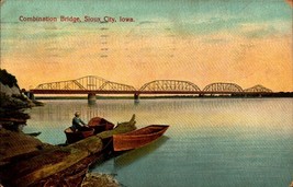 Combination Bridge Crossing Missouri River-Sioux City-Iowa IA-1914 POSTCARD BK53 - £6.18 GBP