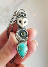 Owl moon turquoise  pendant - $267.94 MXN