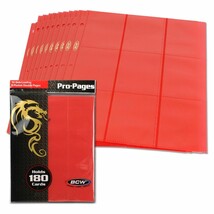 2 pks of 10 (20) BCW 2 ⅝&quot; x 3 ¾&quot; Card 18-Pocket Side Loading Red Pro Bin... - £9.55 GBP