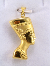 Egyptian Queen Nefertiti Mask Yellow Gold 18K Pendant double sided Stamp... - £484.70 GBP
