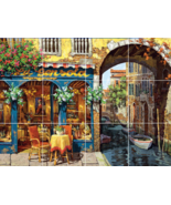 La gensola romantic Italian cafe Venice canal view ceramic tile mural backsplash - $59.39 - $177.21