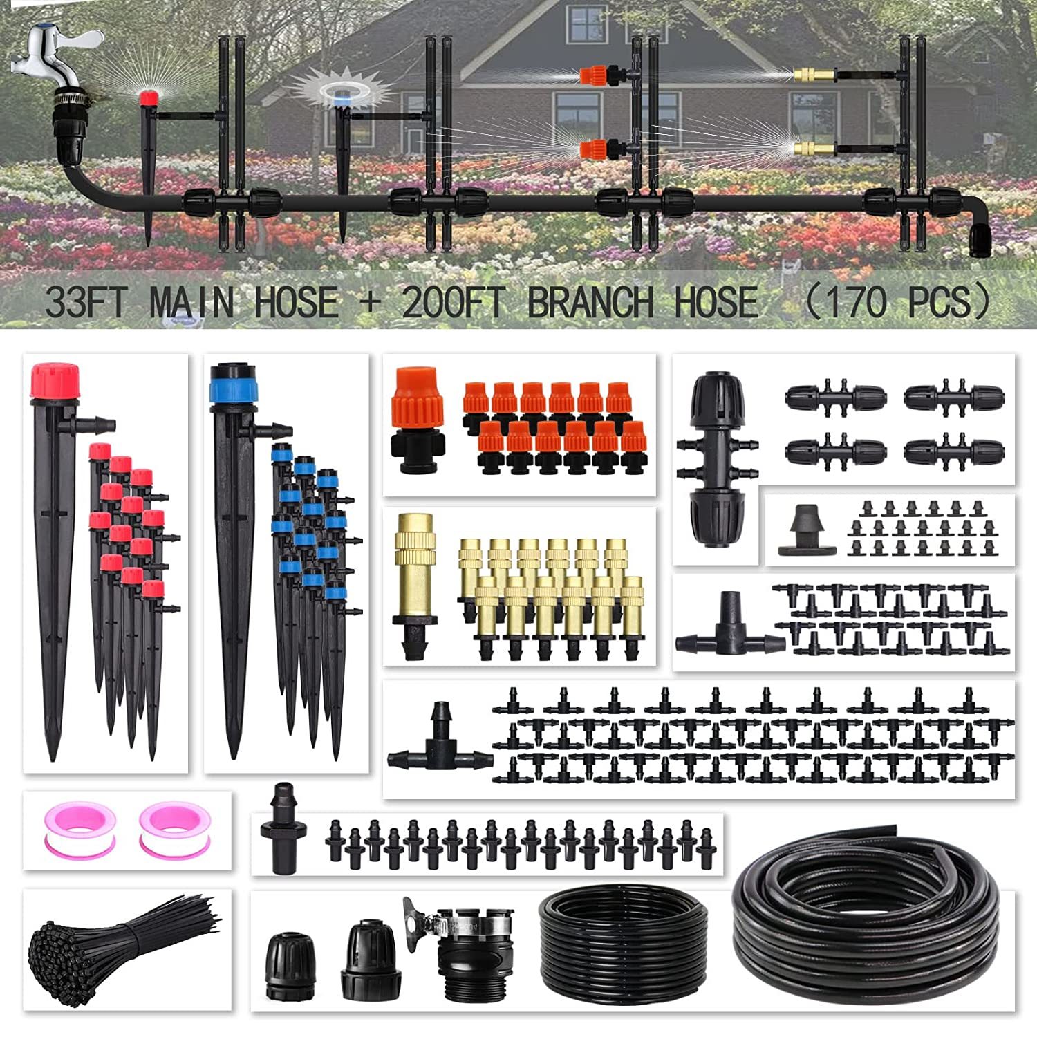 Drip Irrigation Kit, Muciakie 233-Foot Irrigation System, Automatic Patio - $42.94