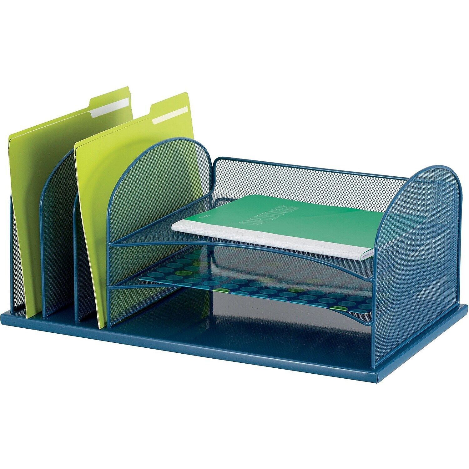 Safco Onyx Desk Organizer 3 Horizontal 3 Upright Sections Blue 3254BU - £70.81 GBP