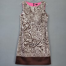 6 by Six Women Dress Size M Brown Stretch Midi Cottage Floral Paisley Sleeveless - £12.03 GBP