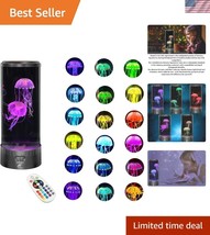 Vibrant LED Jellyfish Lamp - 15&quot; Round Aquarium with 18 Color Effects &amp; ... - $67.49