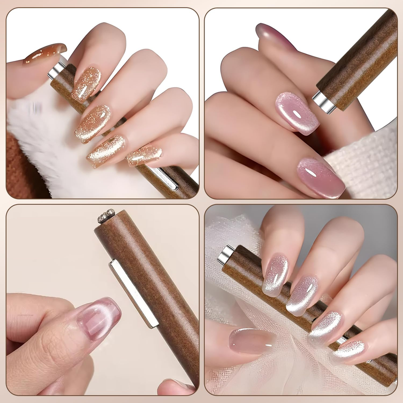 Cat Eye Magnet for Nails, Multi-Functional Wooden Handle Nail Magnet Pen, 3-In-1 Item image 6