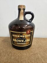 Vintage Hiram Walker&#39;s Brown Jug Bourbon Whiskey Bottle w/Lid, Partial T... - €6,75 EUR