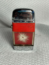 Vtg Scripto Vu-Lighter Cigarette Silver Tone Star Red Design Made In Canada - £23.66 GBP