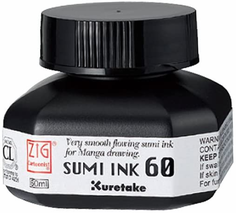 Kuretake Cartoonist Sumi Ink 60ml Bottle Black Manga drawing JAPAN Import - £15.04 GBP