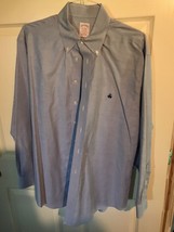 Mens Brooks Brothers Blue Dress Shirt Button Front Non Iron Cotton Size L Large - $15.98