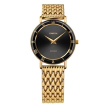 ROMA, Roman Numerals Gold Plated Swiss Quartz Watch, 15mm Band - Black Dial - $451.24