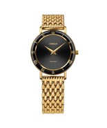 ROMA, Roman Numerals Gold Plated Swiss Quartz Watch, 15mm Band - Black Dial - $633.26 CAD