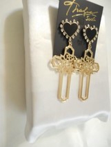 Thalia Sodi 3-3/4&quot;Gold-Tone Filigree Rose Cross &amp; Heart Drop Earrings B9... - £10.57 GBP