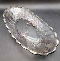 Vtg Blossom Time Celery Dish by Silver City, Silver Floral Design on Cle... - £7.76 GBP