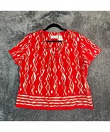 Alfred Dunner Aztec Blouse Womens Petite Large Red Bright Loud Western C... - $16.23