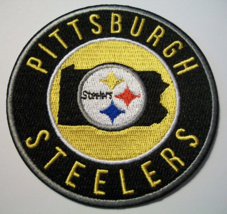 Pittsburgh Steelers~Pennsylvania~Embroidered PATCH~3 1/2&quot; Round~Iron Sew On - £3.86 GBP
