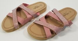 GG) Ashley Blue Comfort Womens Pink Rhinestone Sandals Size 7 - $11.87